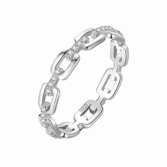 925 Sterling Silver Links Ring - Picture 1 of 8
